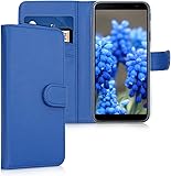 kwmobile Funda para Samsung Galaxy J4+ / J4 Plus DUOS - Carcasa de [Cuero sint?tico] - Case con Tapa y [Tarjetero] en [Azul Marino]