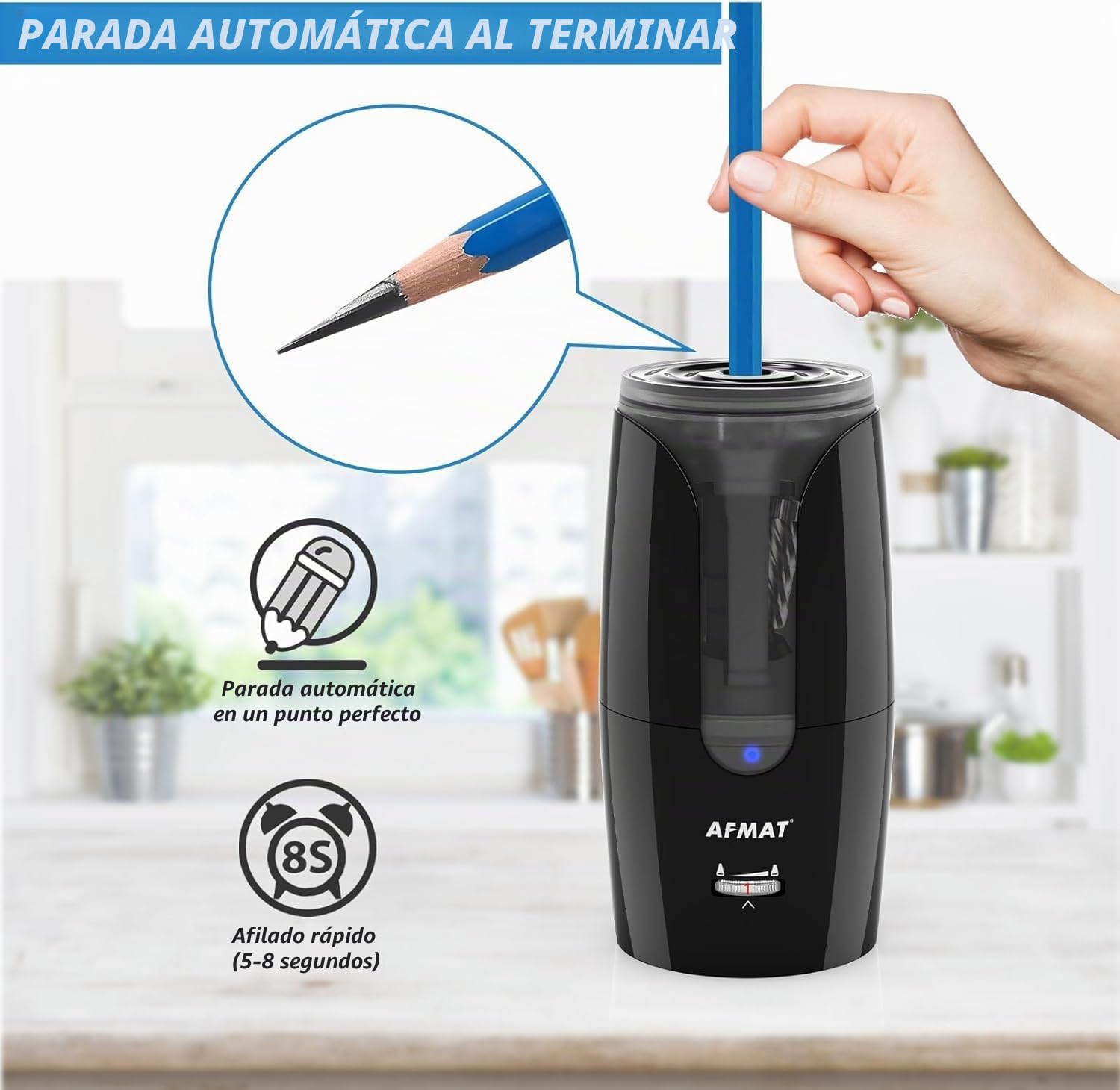 Tamaño de rayo eléctrico de punta larga, recargable con contenedor, 8-17 mm, apagado automático, para lápices de colores de carboncillo φ6-12 mm