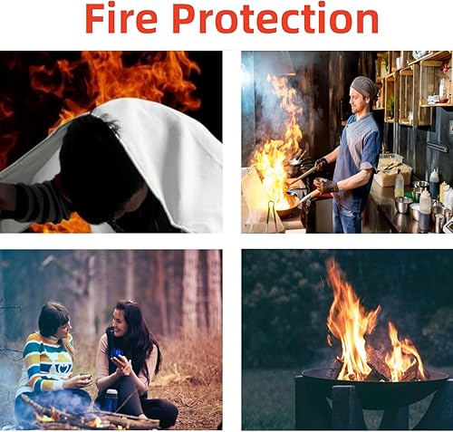 Miniatura 4 de Manta de fuego de emergencia de fibra de vidrio, paquete de 3 unidades, manta ignífuga para supresión de incendios, chimenea, escuela, estufa,