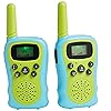 Amazon Basics Walkie Talkie - Juego de 2 walkie talkie para niños, para acampar o juguetes de cumpleaños, verde y azul
