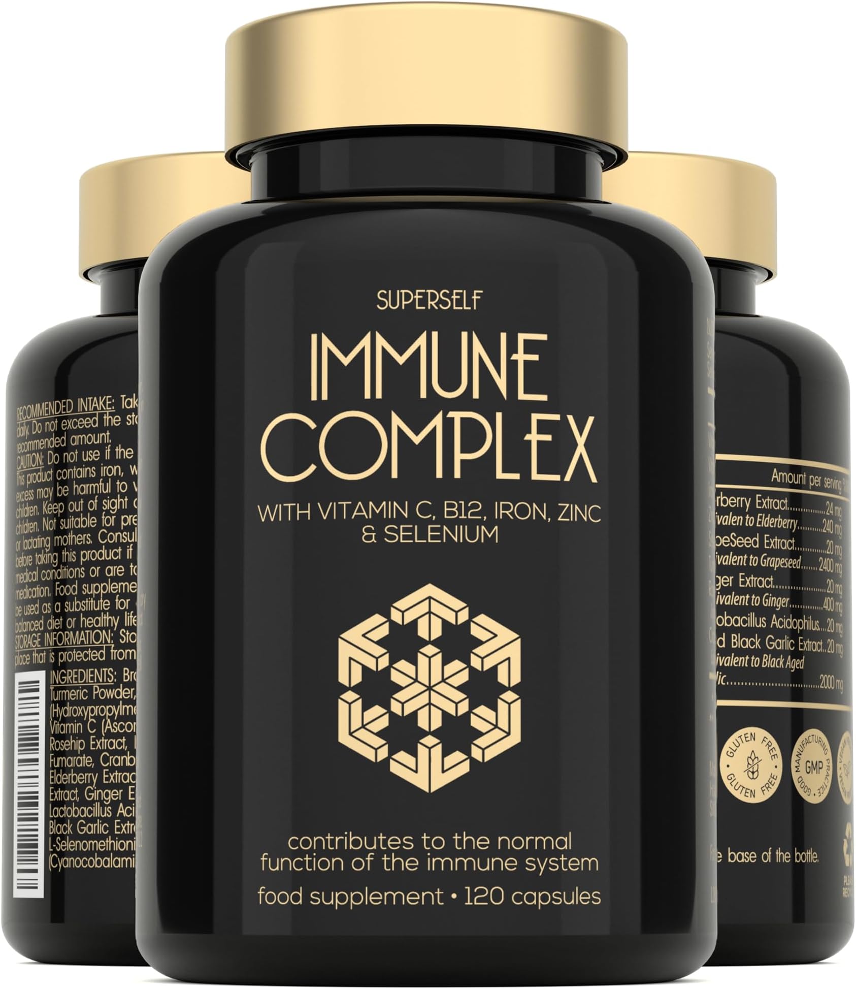 Immune System Booster - Immune Support & Recovery Complex - Vitamin C, Zinc, Selenium, Elderberry, Probiotics - Immune System Vitamins for Adults - 120 Capsules - Vegan Immunity Booster Supplement