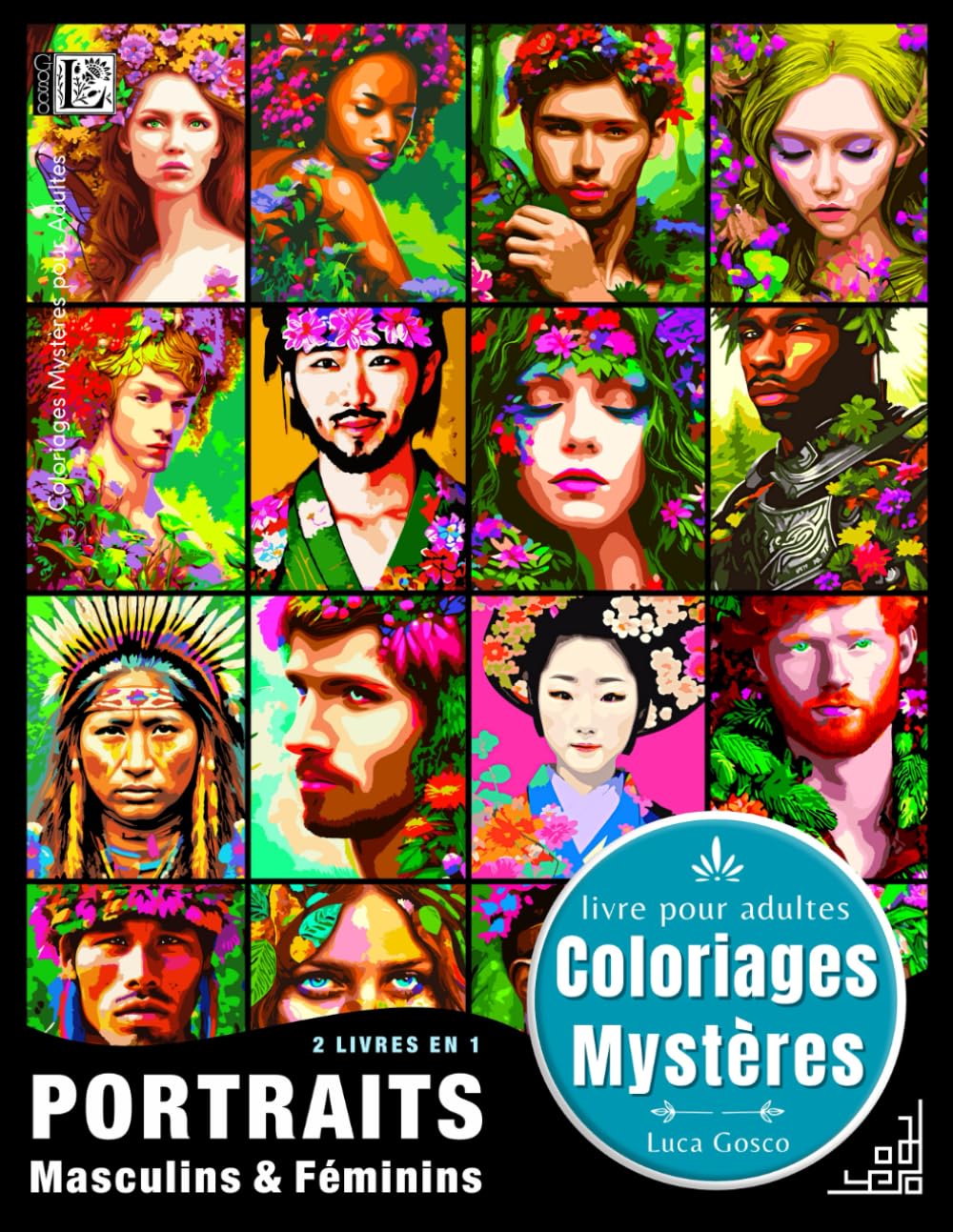 Coloriages Mystères - Portraits Masculins & Féminins (2 Livres en 1) (Luca Gosco - Coloriages Mystères)