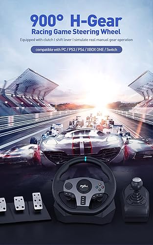 Miniatura 2 de PXN V9 Racing Wheel with Pedals and Shifter 270900 Degree Gaming steering Wheel for PC,PS4,PS3,Xbox One, Xbox Series XS,N-Switch (NOT Support MacPS5)