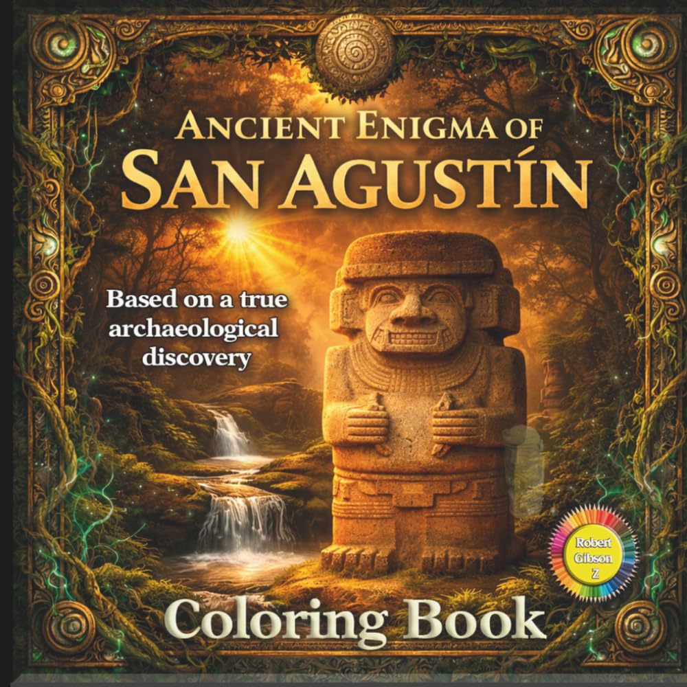 Ancient Enigma of San Agustín Coloring book: 26 coloring designs, Coloring book, history, archaeology, gift, colombia, ancient stone statues, ... art, relaxing, enjoying, learning, share