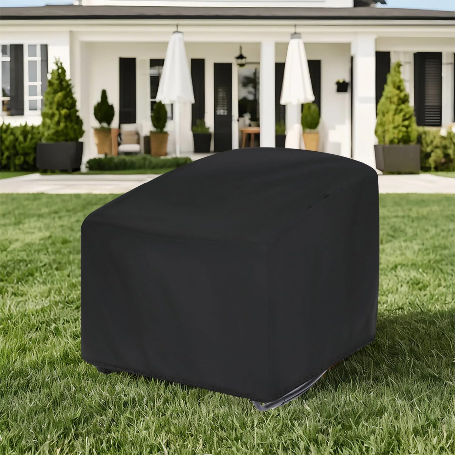 420D Oxford Papasan Schaukelstuhl Abdeckung, Outdoor Loungesessel Schutzhülle, Garten Sessel Cover für Papasan Chair, Staubschutz Abdeckung mit Kordelzug, 112×96×76 CM