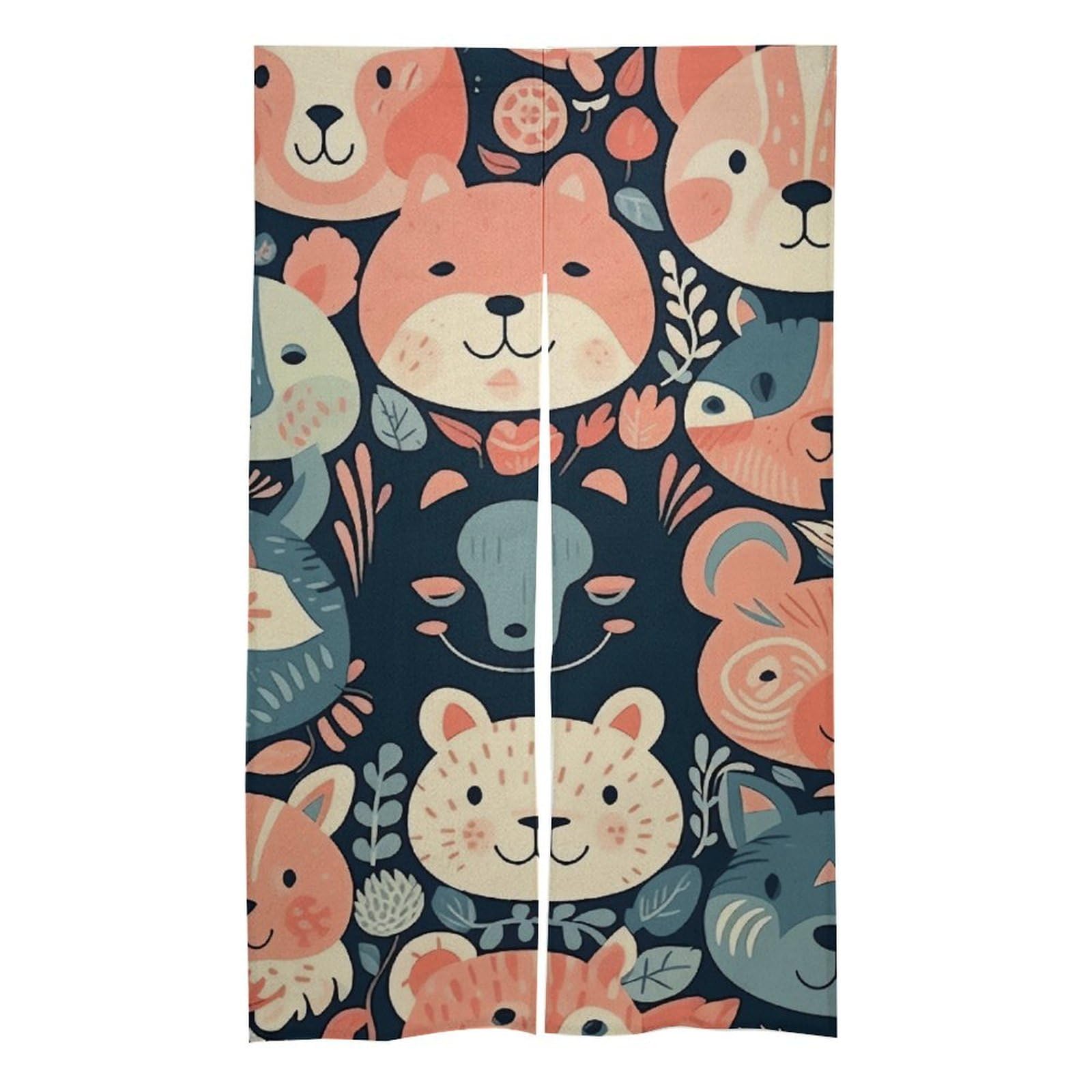 Rideaux occultants à isolation thermique motif animal en lin pour fenêtres 144,8 x 86,4 cm