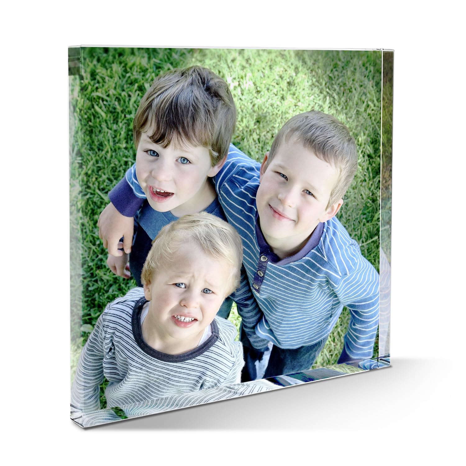 1 Personalised Customised Photo Upload Portrait Acrylic Freestanding Photo Frame Block or Coaster Gift Present Christmas 100mm X 100mm PTS Personalised