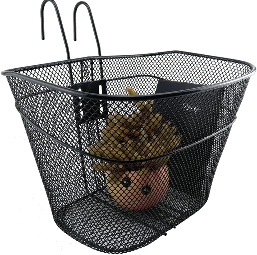HBJWOV 1pc Iron Basket Detachable Hanging Bike Storage Basket Front Handlebar Bike Hook Basket