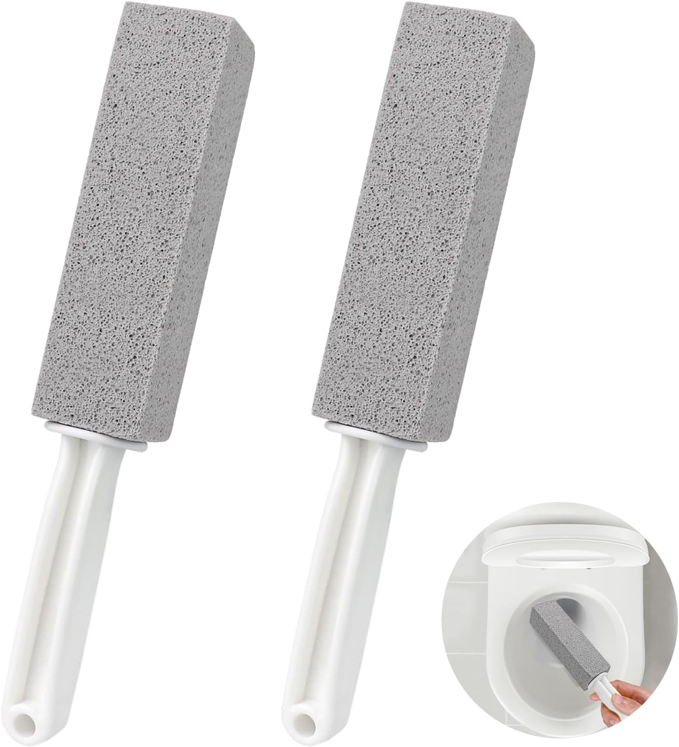 ddLUCK 4 Pack Pumice Cleaning Stone with Handle, Toilet Bowl Cleaner Toilet Brush with Non-Slip Long Plastic Handle for Kitchen/Bath/Pool/Household Cleaning