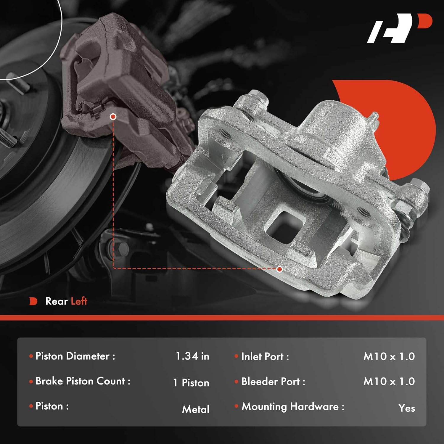 A-Premium Disc Brake Caliper Assembly with Bracket Compatible with Select Hyundai Models - Sonata 2008 2009 2010, L4 2.4L - Rear Left Driver Side