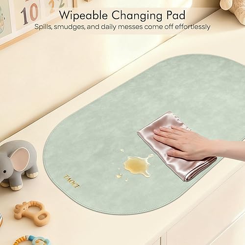 Miniatura 5 de Cambiador portátil Cambiador de bebé, cambiador de pañales lavable, impermeable, plegable, de cuero vegano, cambiador portátil para viajes y hogar,