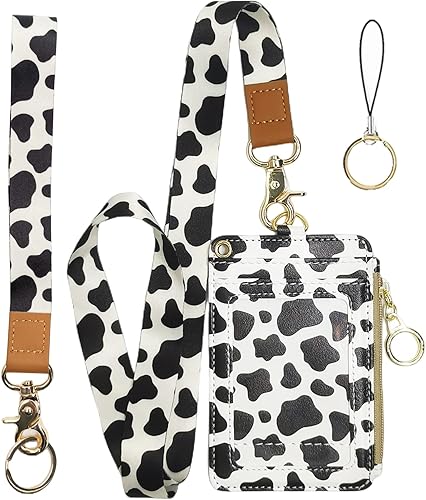 Miniatura 13 de Soporte para tarjetas de identificación negro con cordón, soporte vertical de piel sintética para tarjetas de identificación con 1 ventana de Negro