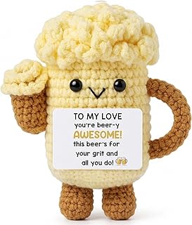 Funny Positive Crochet Beer Gifts, Emotional Inspirational Support Gift for Beer Lovers Women Men Friends Teacher, Cute Beer Present for Birthday Graduation Christmas, Fall Bar Decor
