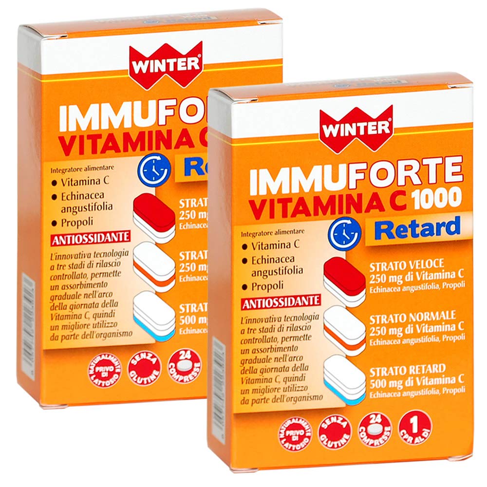 2x Winter - Immuforte VITAMINA C Retard - 24 compresse da 1.75 gr - Vitamina C con echinacea e propoli a RILASCIO GRADUALE - Difese immunitarie