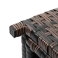 Vista 9 de Henf Cesta de basura de mimbre de ratán para exteriores de 24 galones con tapa, papelera de esquina con marco de metal resistente para piscina