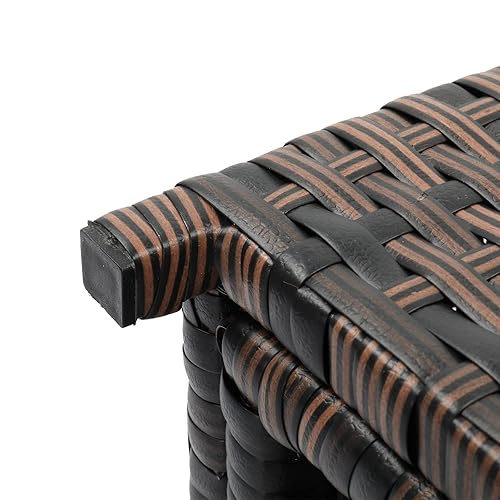 Miniatura 9 de Henf Cesta de basura de mimbre de ratán para exteriores de 24 galones con tapa, papelera de esquina con marco de metal resistente para piscina