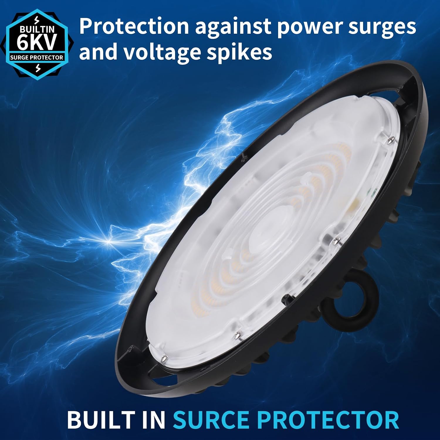 150W/120W/100W UFO LED High Bay Light, 24000Lumens, 3 Colors 4K 5K 5.7K, 6FT Hardwire & Dimmable Cables with G1/2 Hook, IP65, 120-277V, UL Certified - Warehouse Gym Factory Commercial Lighting