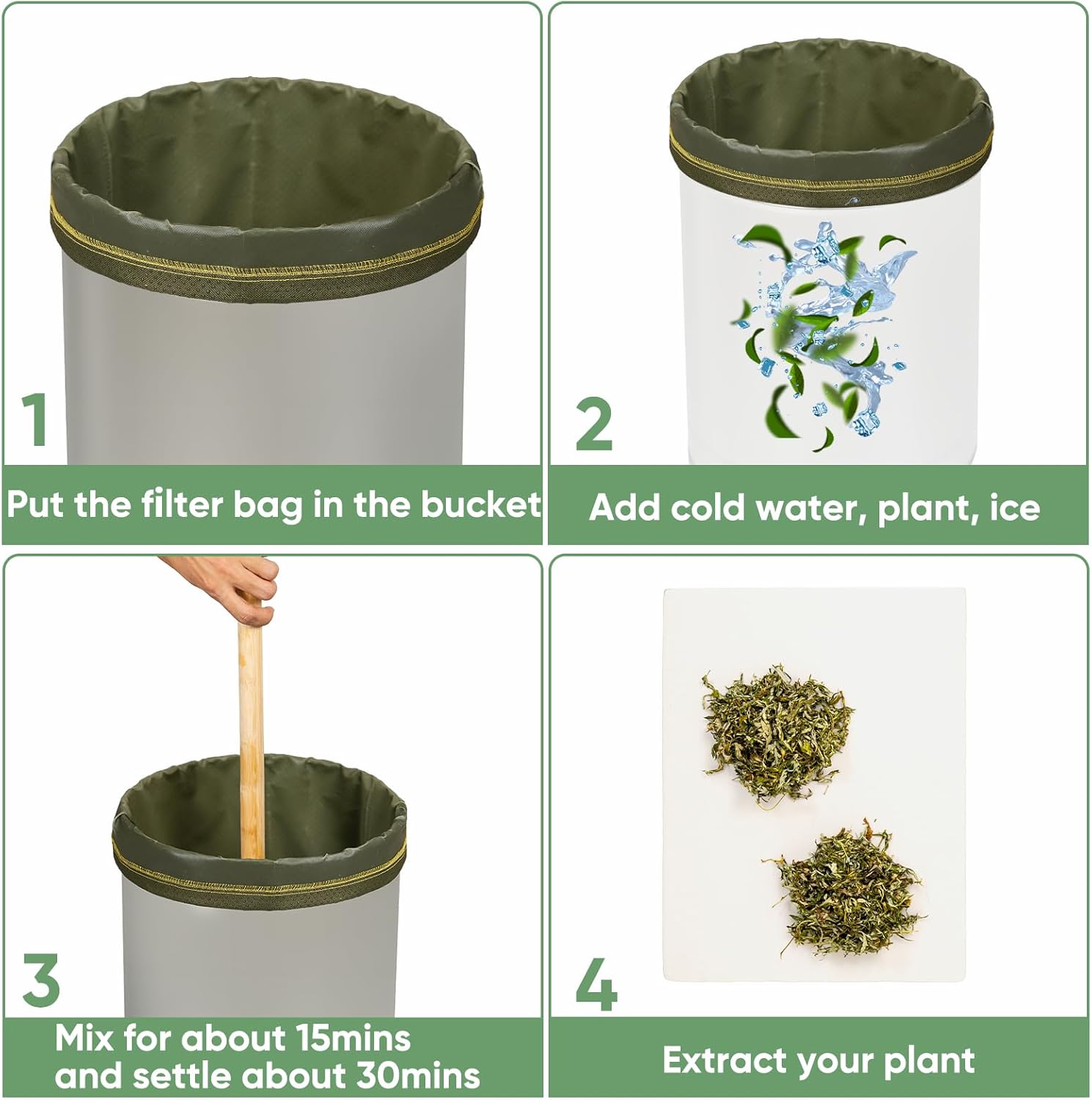 Tamotato 5-Gallon Filter Bags（6-Pack with Anti-Slip Grip Buckets - Reusable All-Mesh Storage Bags with Top Opening for Hydroponics, Gardening, Brewing - Enhanced Non-Slip Dots for Secure Hold