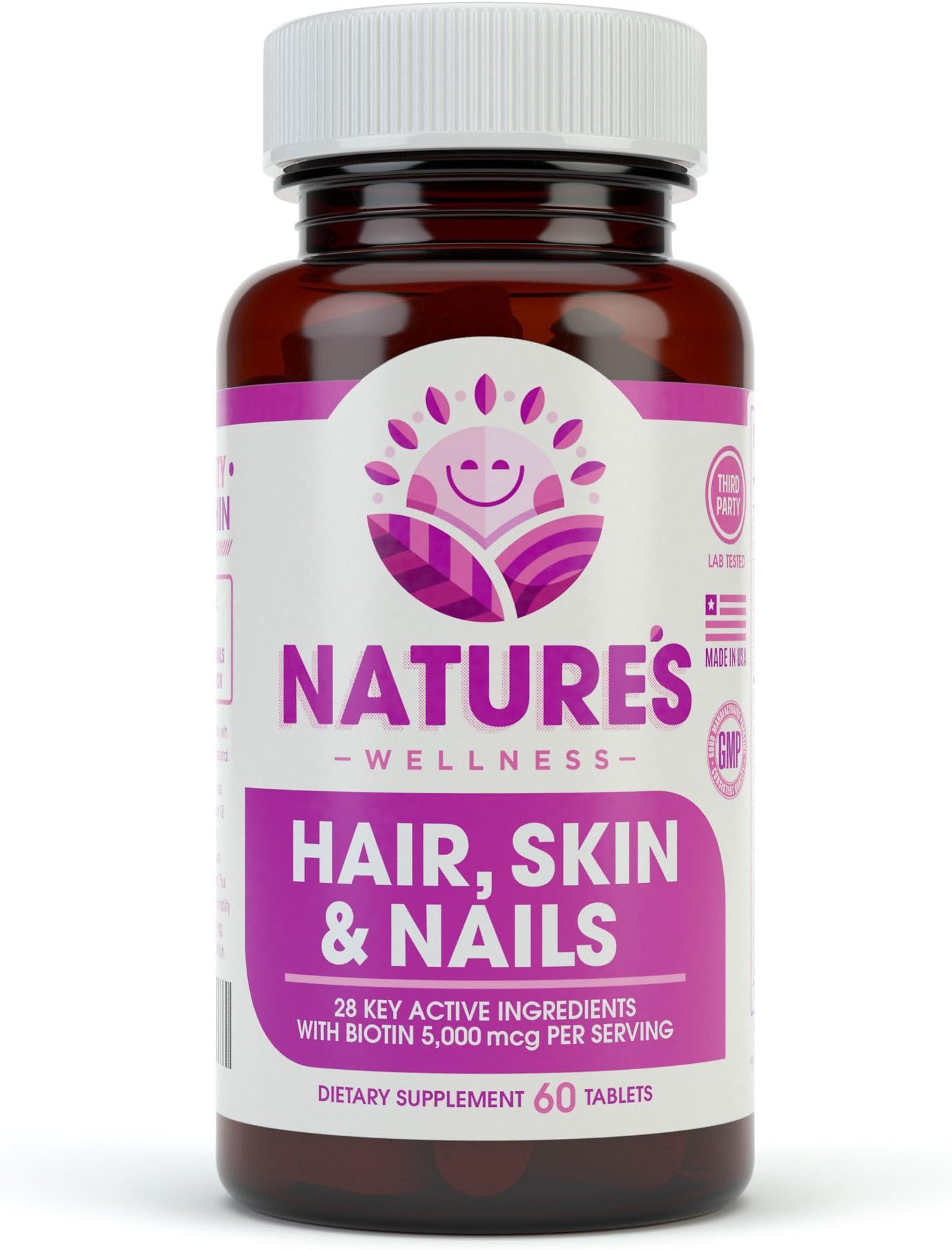 Hair, Skin & Nails Essential Nourishing Supplement, 60-Count | 4000mcg Biotin + Vitamins A, C and E, B Complex Vitamins, and Advanced Nutrients per Capsule | 100% All-Natural