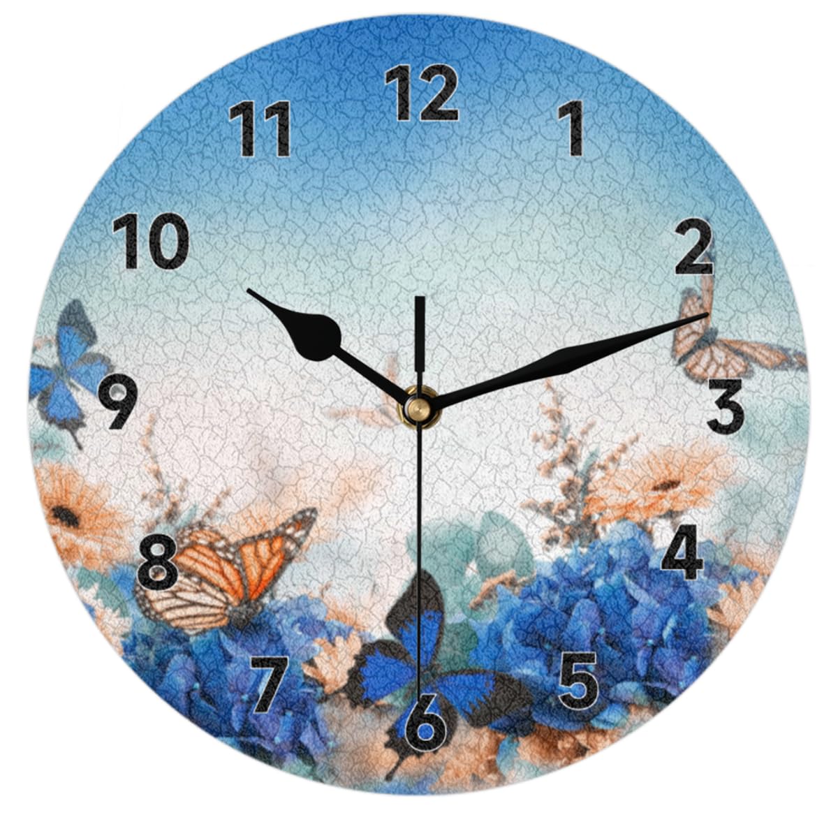 Horloge murale rose fleurie et papillons au bord de l'eau - Boutique Papillon