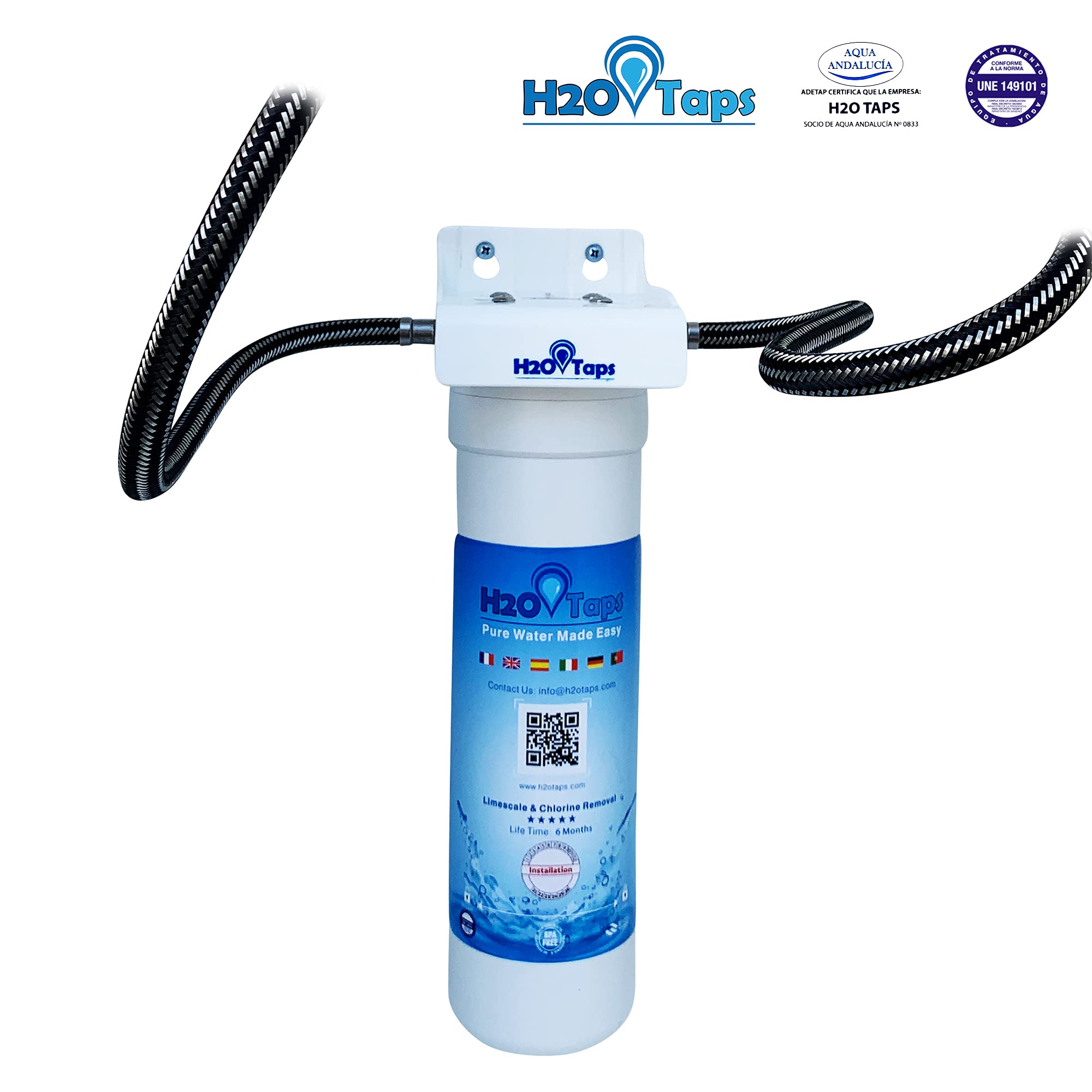 Filtro de Agua para debajo del fregadero - Purificador de agua, Sistema de filtrado, Reduce cal, plomo, cloro, metales - Filtro bajo encimera, Alta Capacidad, Fácil de Instalar