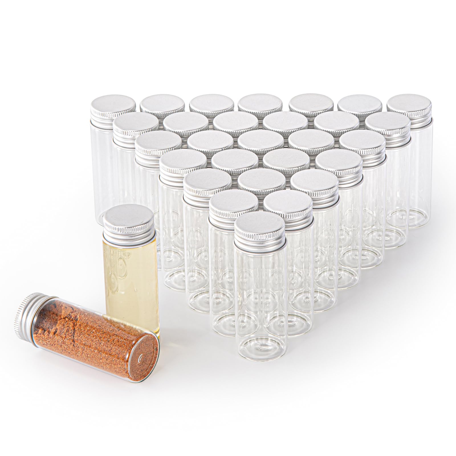 40ml Glass vials 30pcs,With aluminum screw cap30pcs Clear Glass Bottles