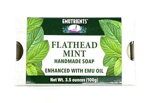 Montana Emu Ranch - Barra de jabón hecho a mano de menta Flathead de 3.5 onzas - Hecho con aceite de emú puro
