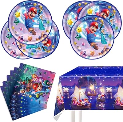 High-quality Super Mario Galaxy themed tableware for party decorations and supplies