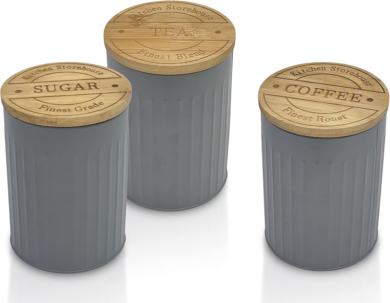 LINEDENKitchen Food Storage, Tea Coffee Sugar Container with Bamboo