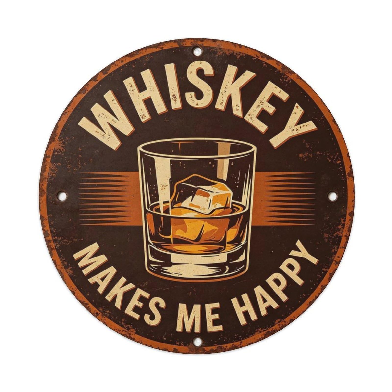 Whiskey Makes Me Happy Metal Tin Sign Plaque