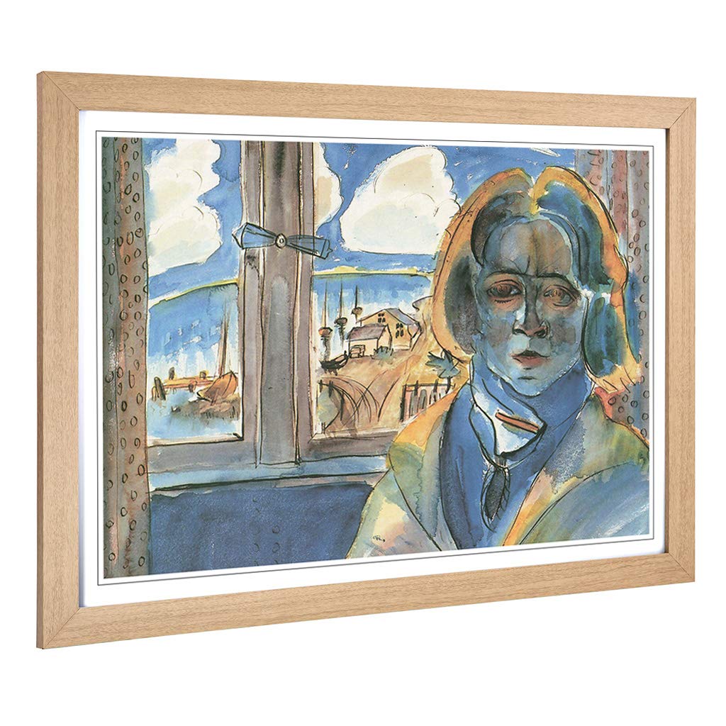 Big Box Art Framed Print of Walter Gramatte Fenster Design | Wall Art Picture | Home Decor for Kitchen, Living, Dining Room, Bedroom, Hallway, Office, Oak, A2 / 24.5x18 Inch / 62x45cm