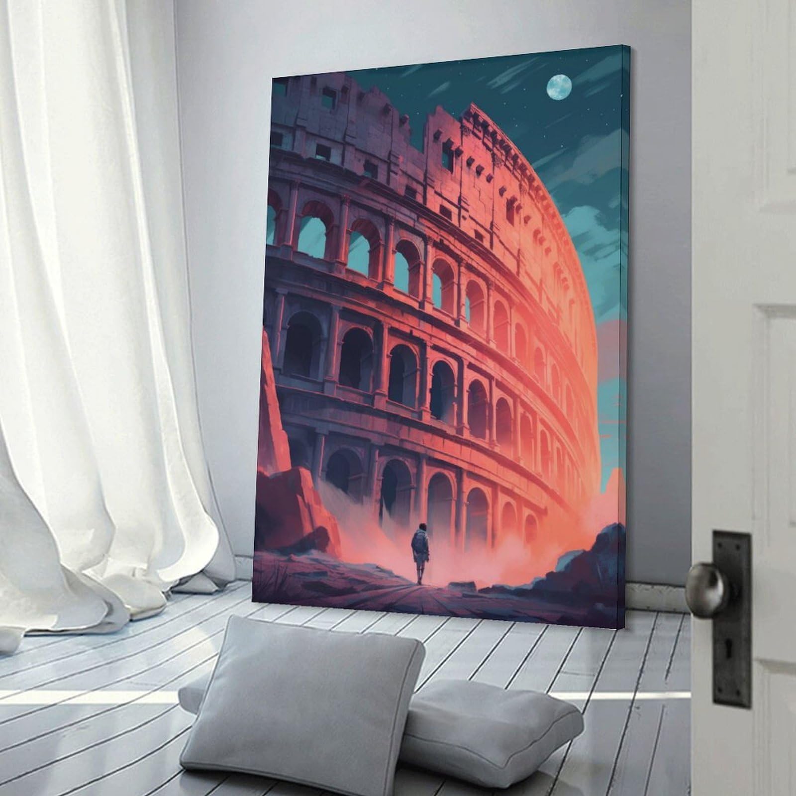 Junmoney Colosseum Rome Art Print Canvas Art Print, 20x30inch(50x75cm), for Picture Wall Styling in Lounge Or Bedroom, Wall Decor Suited to Curated Displays