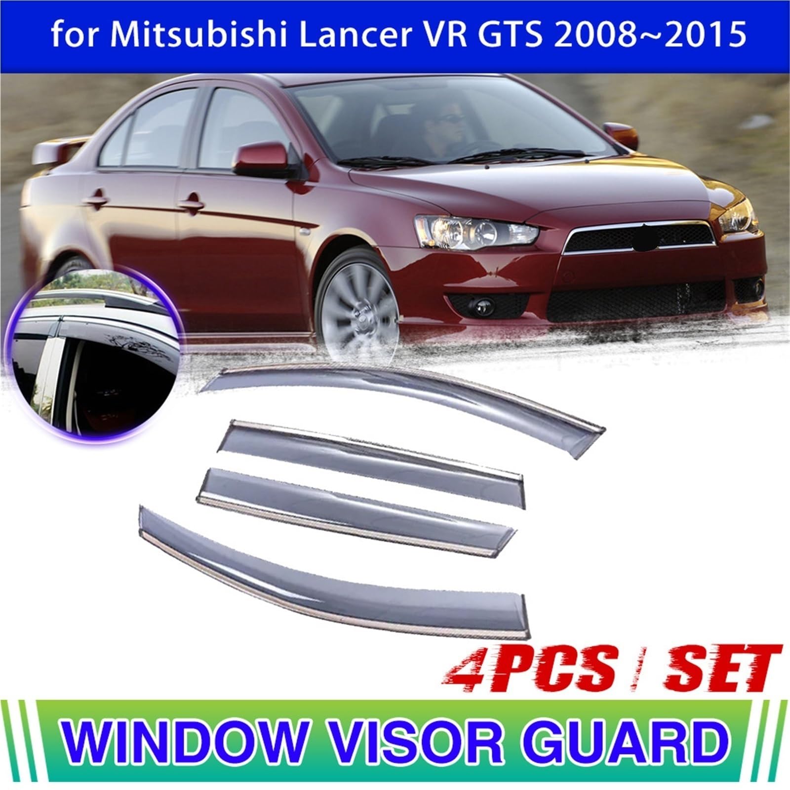 Pompa ciśnieniowa wspomagania Pasuje do Mitsubishi Lancer Ralliart VR GTS Sedan 2008~2015, markiza wentylacyjna, osłona przeciwdeszczowa i przeciwsłoneczna na brwi(Rain Eyebrow)