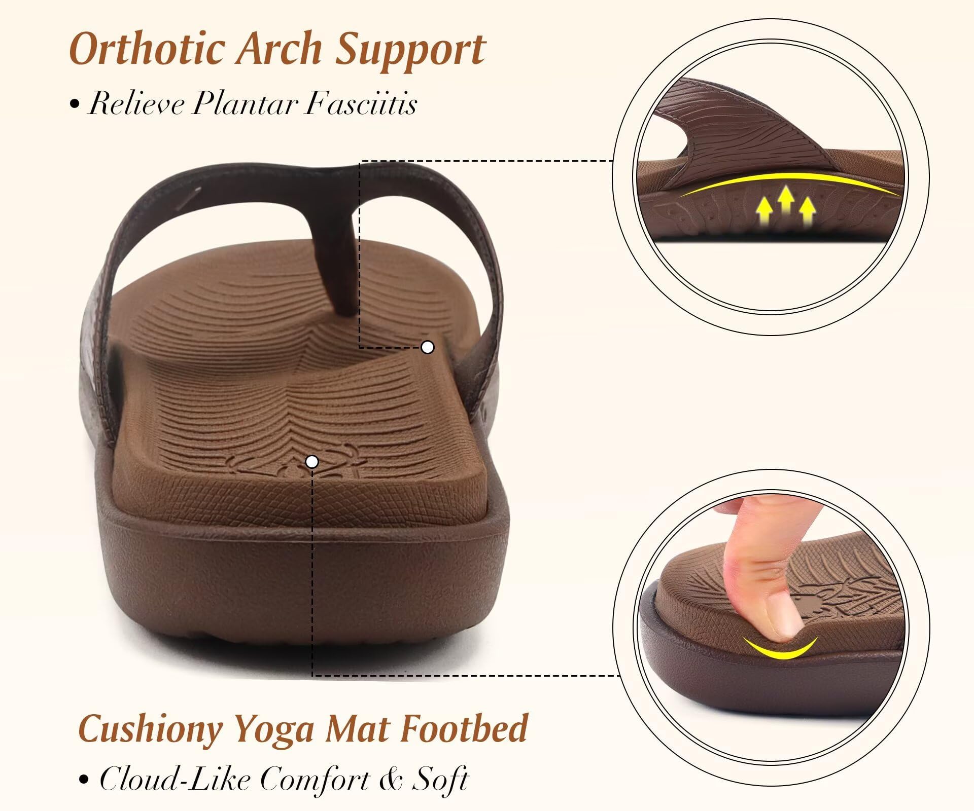 KuaiLu Flip Flops Damen Orthopädische Yoga Fußbett Sandalen Elegant Frauen Leichte Sommer Slip On Beach Zehentrenner EU36-42
