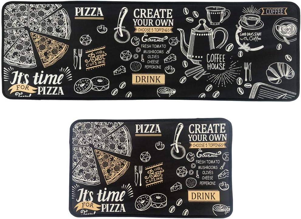 Leebei Kitchen Rugs Floor Mat Kitchen Mats Set Non-Slip Washable,Indoor Doormats Area Rugs for Kitchen Bedroom Bathroom Carpet (15.7×23.6 inch +15.7×47.2 inch, Coffee-New)
