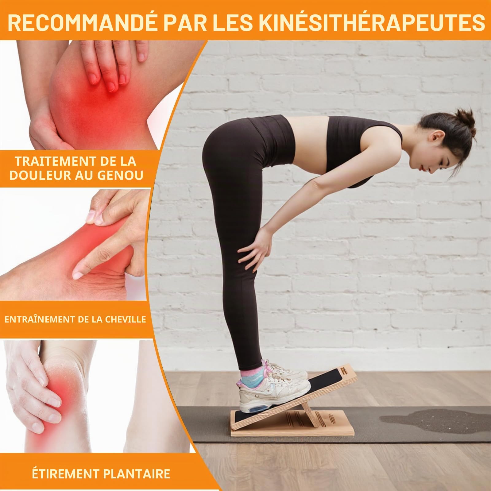 SOONHUA Planche inclinée professionnelle, planche d'inclinaison réglable pour étirement du mollet, 5 angles réglables, idéale pour l'exercice, la physiothérapie