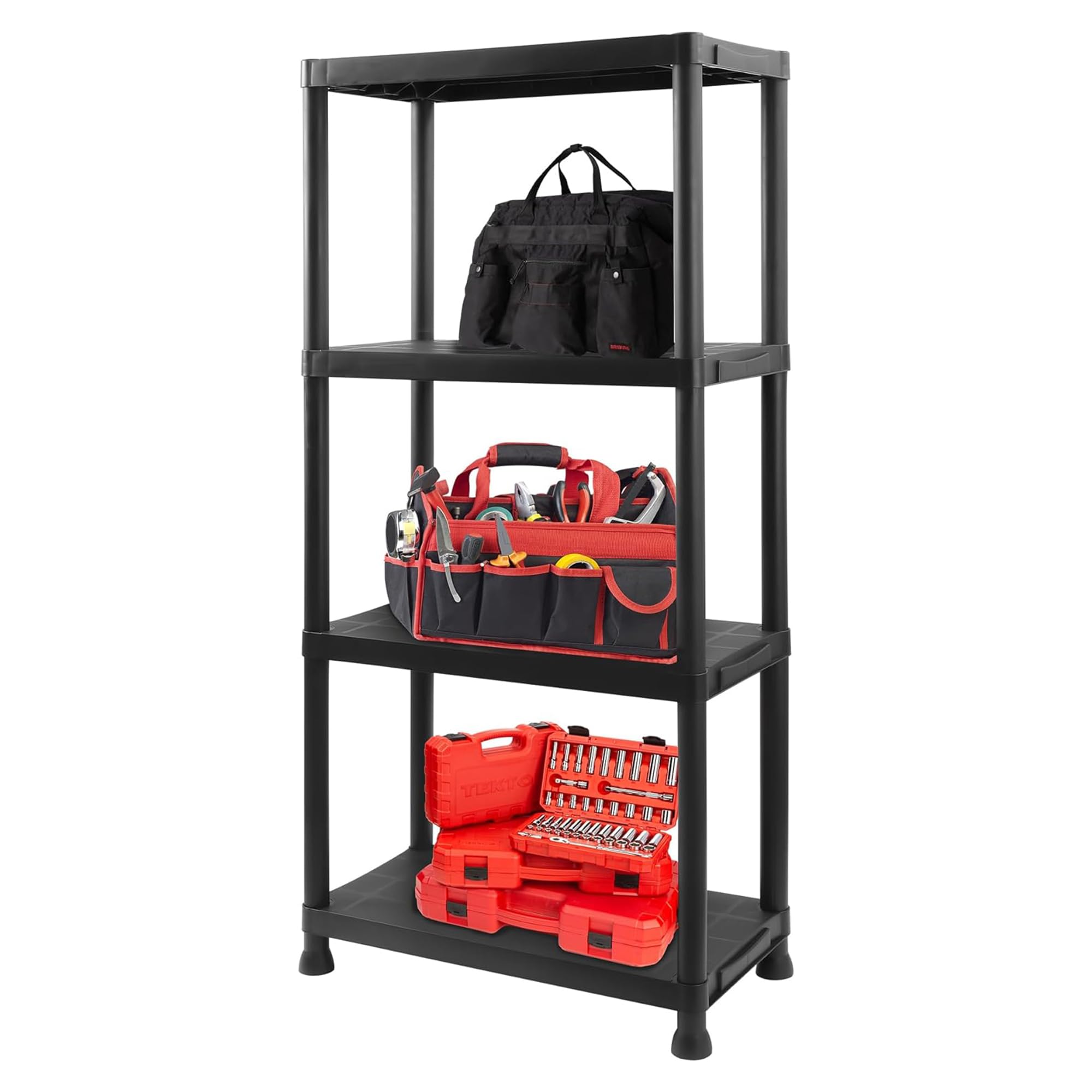 Albert Austin 4 Tier Shelving Unit - Lightweight Plastic Shelves for Garage, Sheds & Warehouse