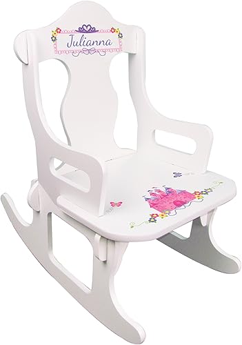 MyBambino Mecedora personalizada de rompecabezas infantil (castillo de princesa rosa)
