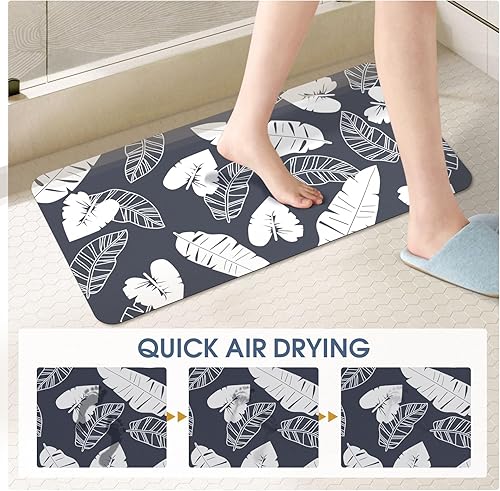 Miniatura 3 de NFECO Tapete de baño antideslizante, absorbente de cena, delgado, con parte trasera de goma, lavable de rizo para debajo de la puerta, de secado