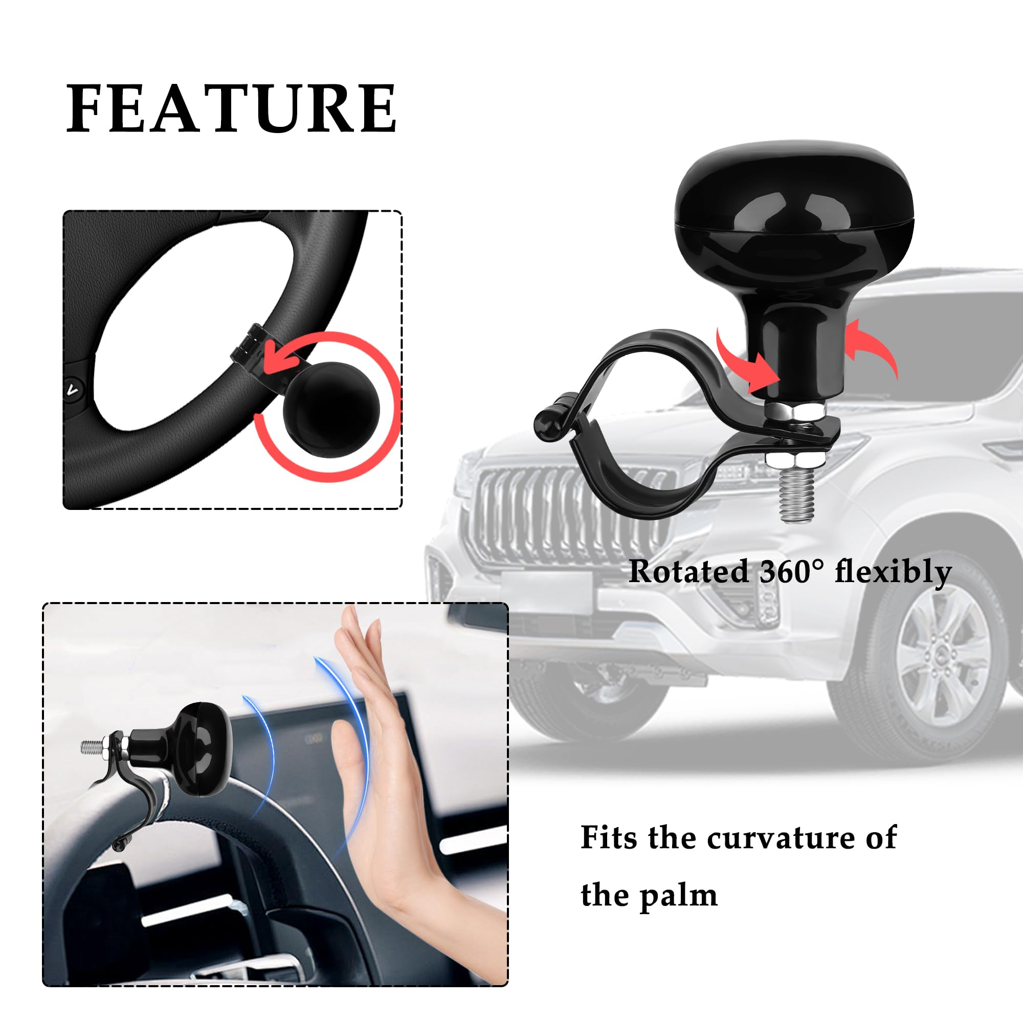 Pomello del Volante dell'Automobile, Manopola del Volante, Booster Ausiliario del Volante, Pomello Spinner Volante per Auto, Camion, Trattori, Falciatrici, Carrelli Elevatori