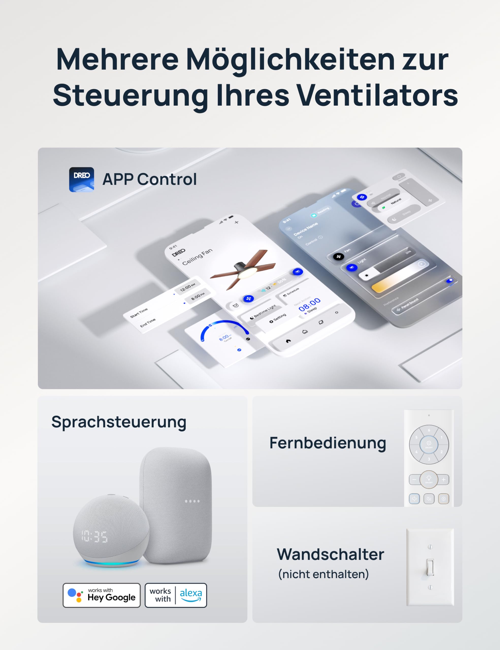 DREO Deckenventilator mit Licht bietet zwölf Geschwindigkeiten, drei Modi und einen leisen Gleichstrommotor. Einfache Montage, dimmbares LED, Fernbedienung und 12-Stunden-Timer in Schwarz