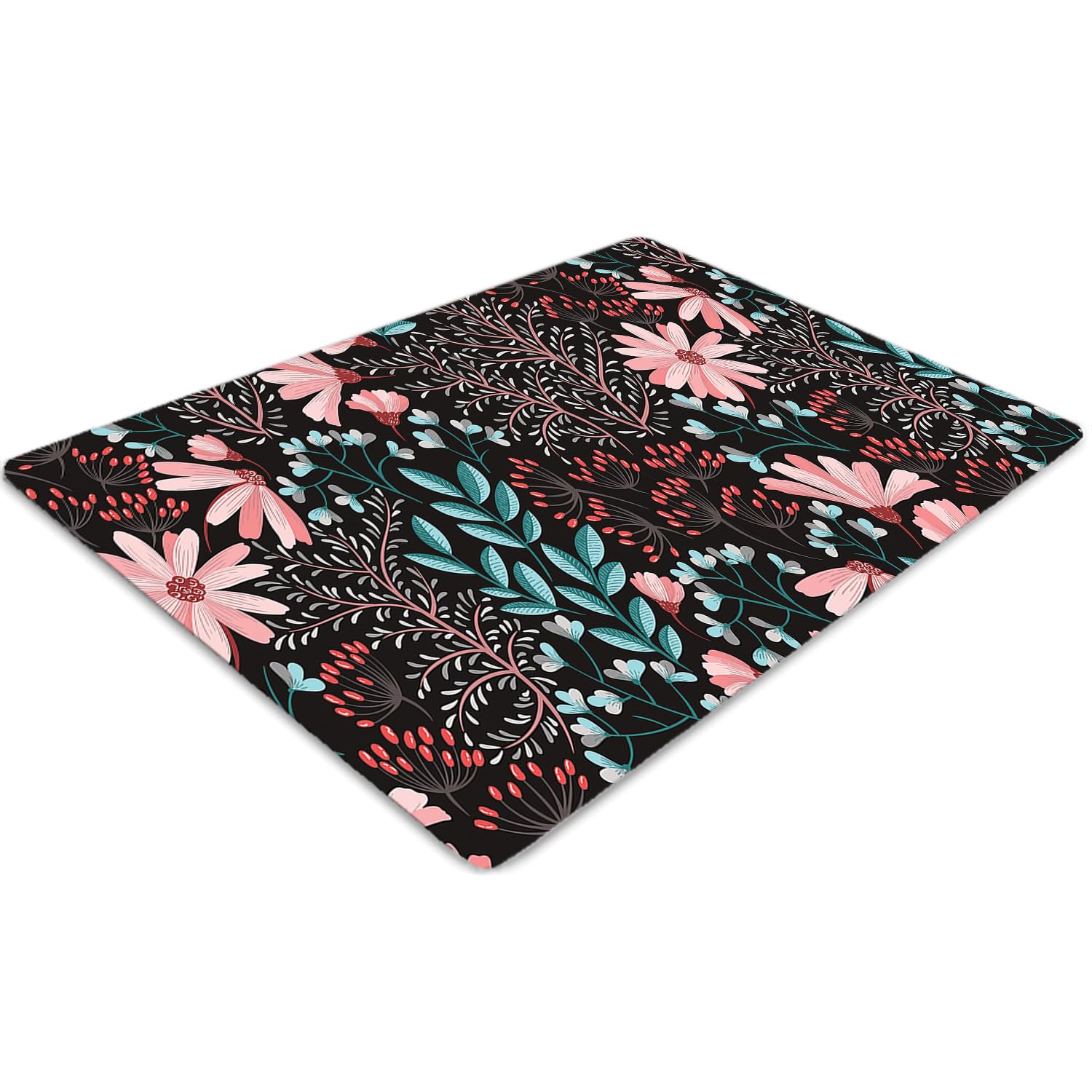 Tapis de chaise antidérapant et imperméable aux motifs de fleurs
