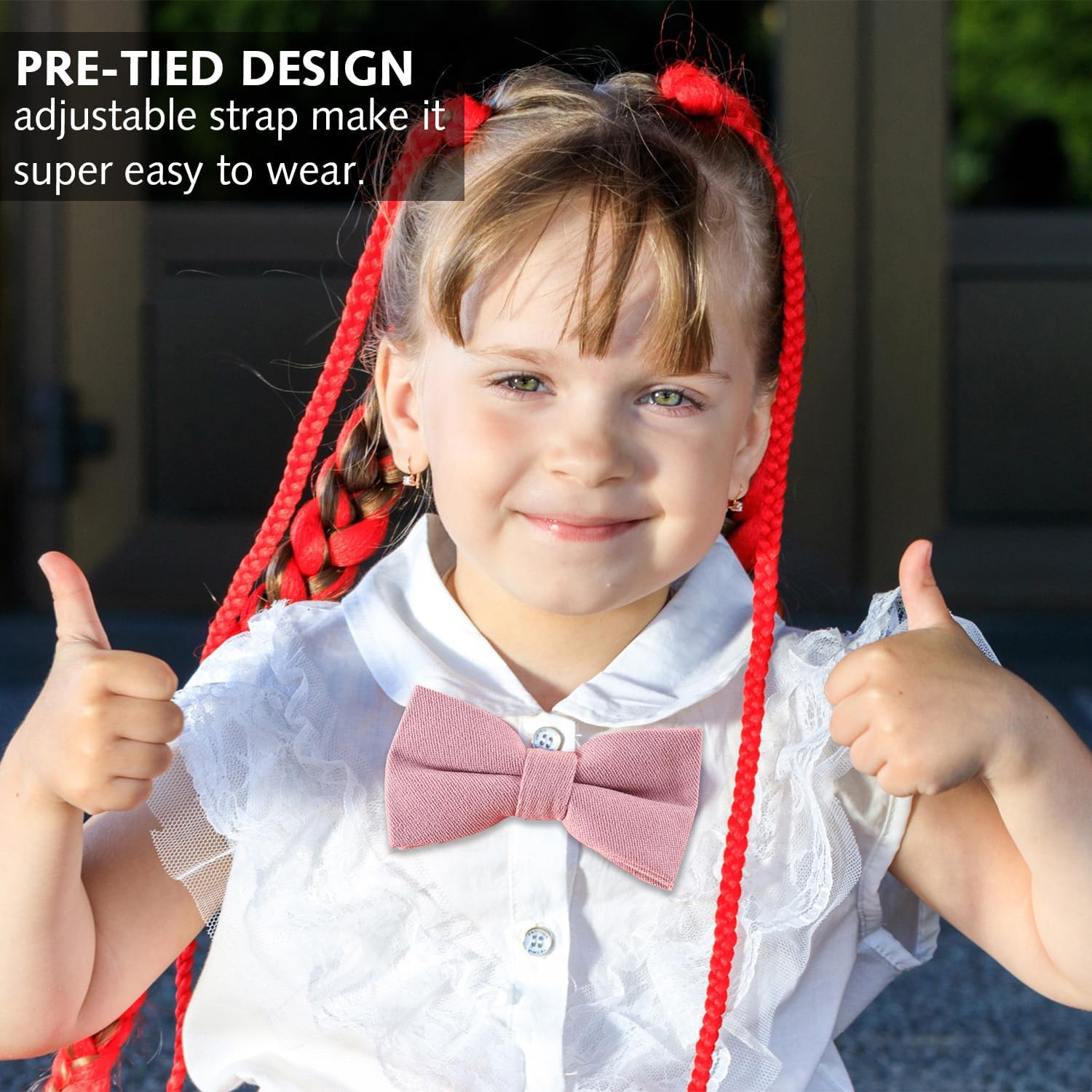 Luxiremi Kinder Fliege,Jungen vorgebundene Fliege Fliege mit verstellbarer Schnalle,Gurt Klassische einfarbige Fliege für Baby Kleinkind Geburtstag Hochzeit Formale Party Fancy Kleid. (Rosa)