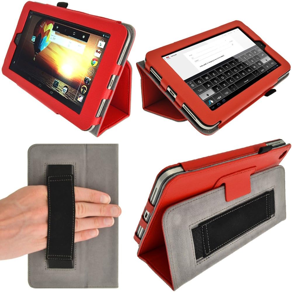 VSTN Tri-Fold Leather Case for HP Stream 7 Tablet Red