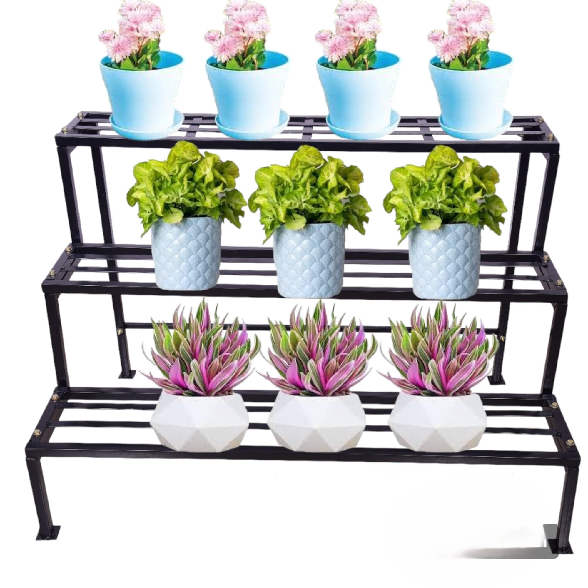 Arwan Anti Rust Metal Plant Stand for balcony, planter stand for living room| Pot stand for outdoor & Indoor plants (Black 3 step) (B0D1CLNKMR) Amazon Price History, Amazon Price Tracker