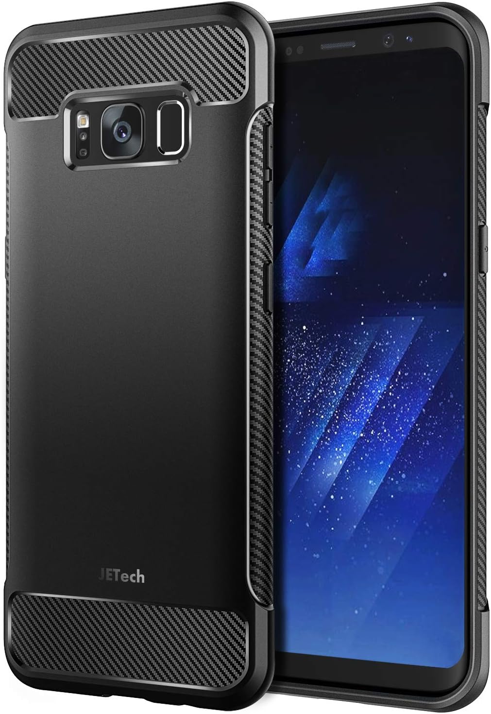 JETech Slim Fit Case for Samsung Galaxy S8 Plus, Thin Phone Cover with Shock-Absorption and Carbon Fiber Design (Black)