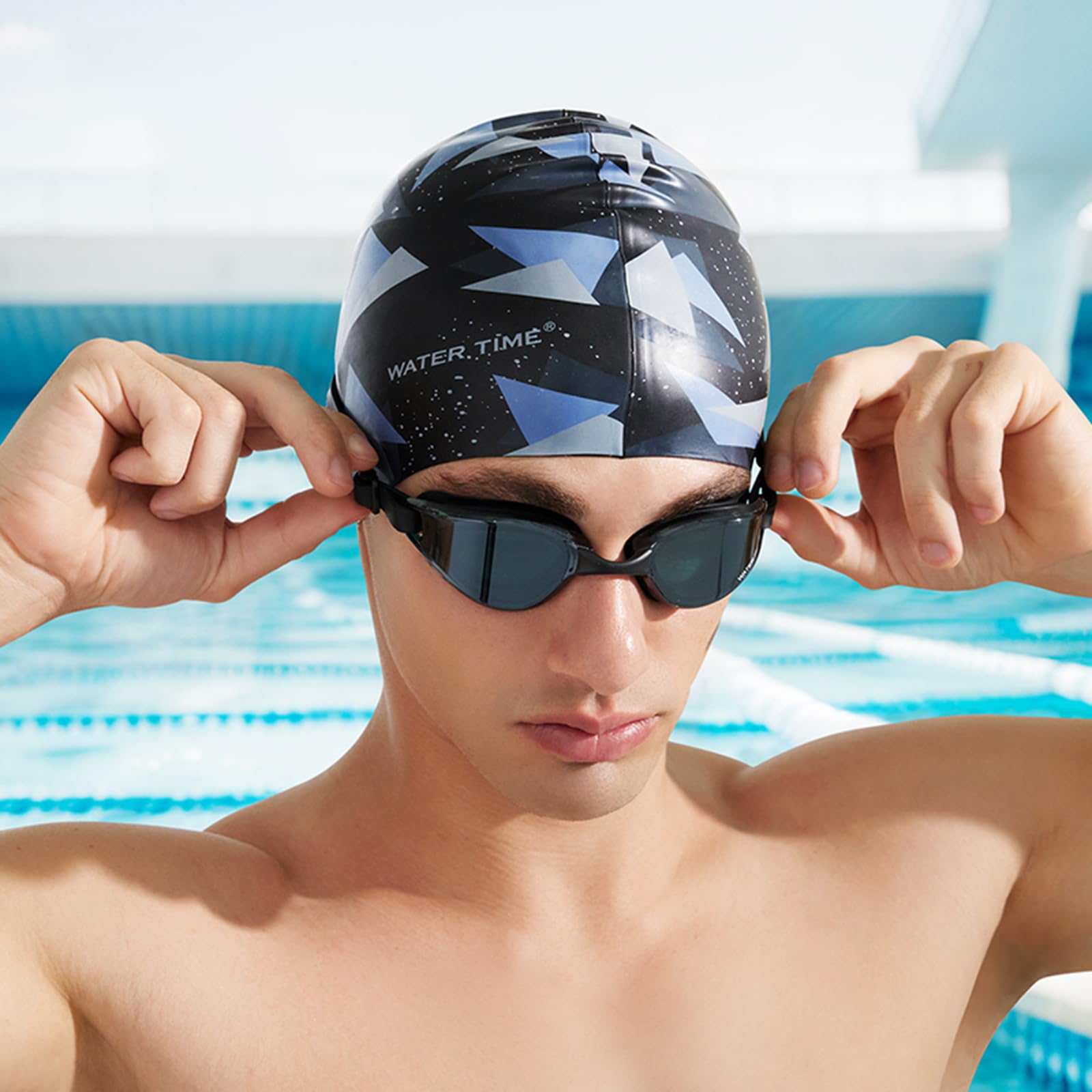 Swipe Schwimmbrille für Damen und Herren, 100 % Anti-Beschlag, Anti-UV, kein Auslaufen, klare Sicht, maximaler Komfort, Doppelriemen