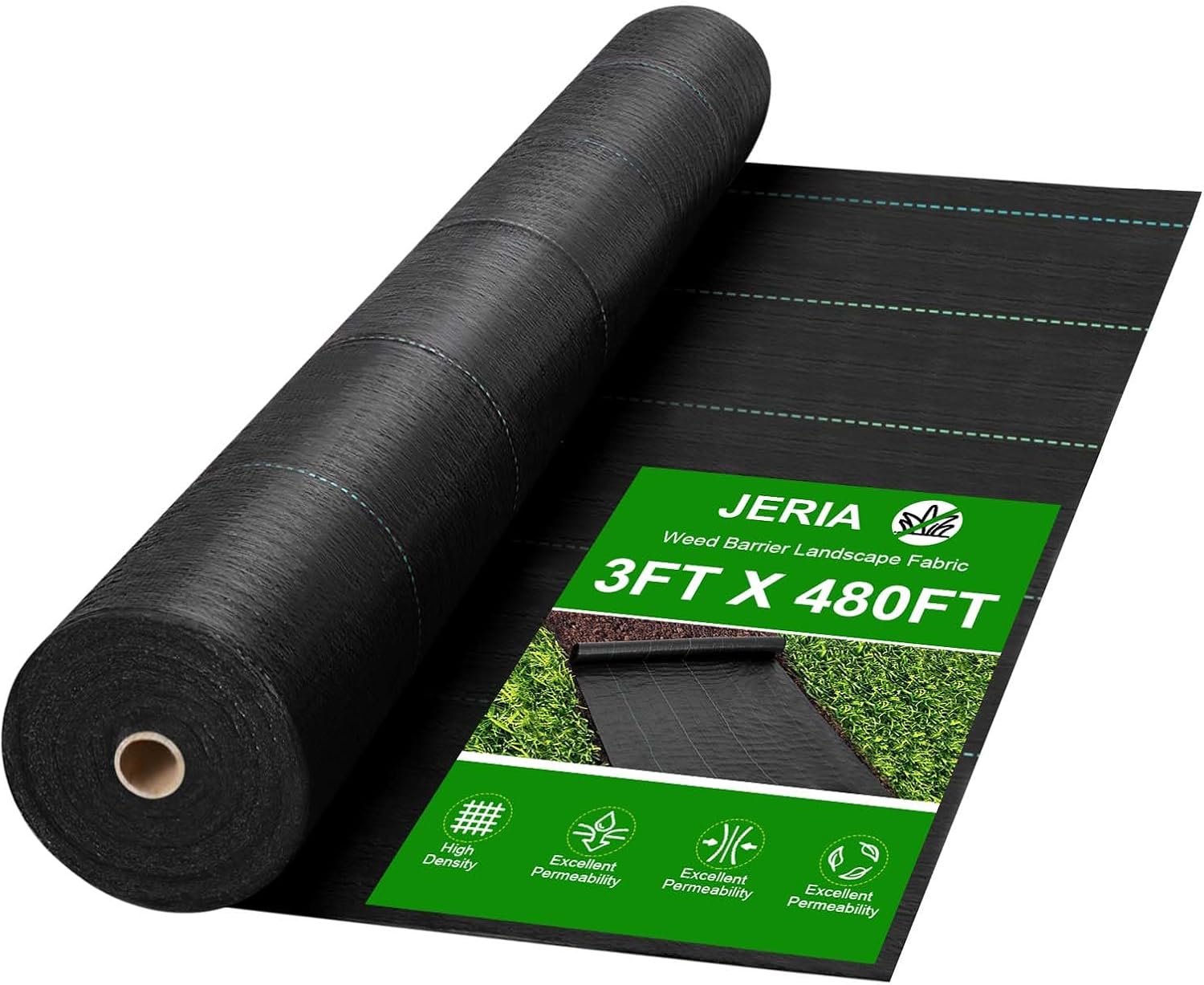 JERIA 3ft x 480ft Weed Barrier Landscape Fabric Heavy Duty 3.2oz,Weed Control Fabric,Garden Weed Blocker Fabric,Landscaping Fabric?Weed Control Garden Cloth 3ftx480ft