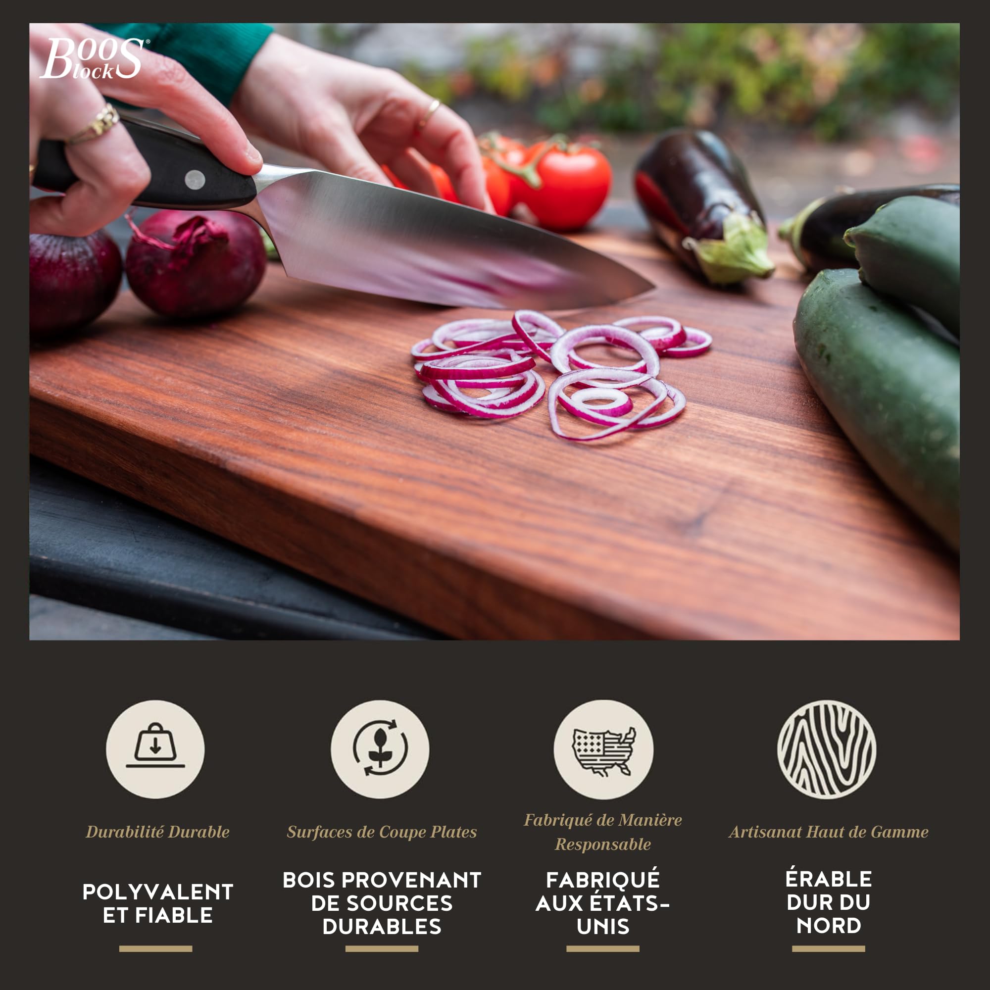 Boos Block Planche a Decouper Noyer - Billot De Boucher - 61 x 46 x 4 cm | Planche a Decouper Professionnelle - Planche En Bois Apero - Planche Bois Massif