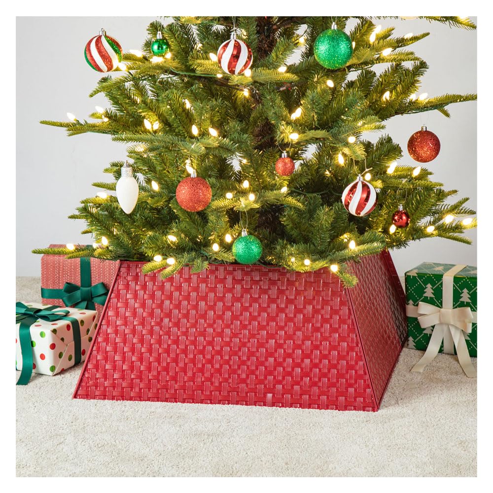 Glitzhome Collier trapézoïdal en métal tressé pour sapin de Noël rustique pour décoration de fête de 65,4 cm de long